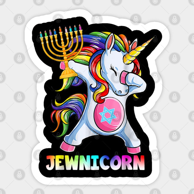 Hanukkah Dabbing Unicorn Jewnicorn Chanukah Jewish Xmas Sticker by HBart